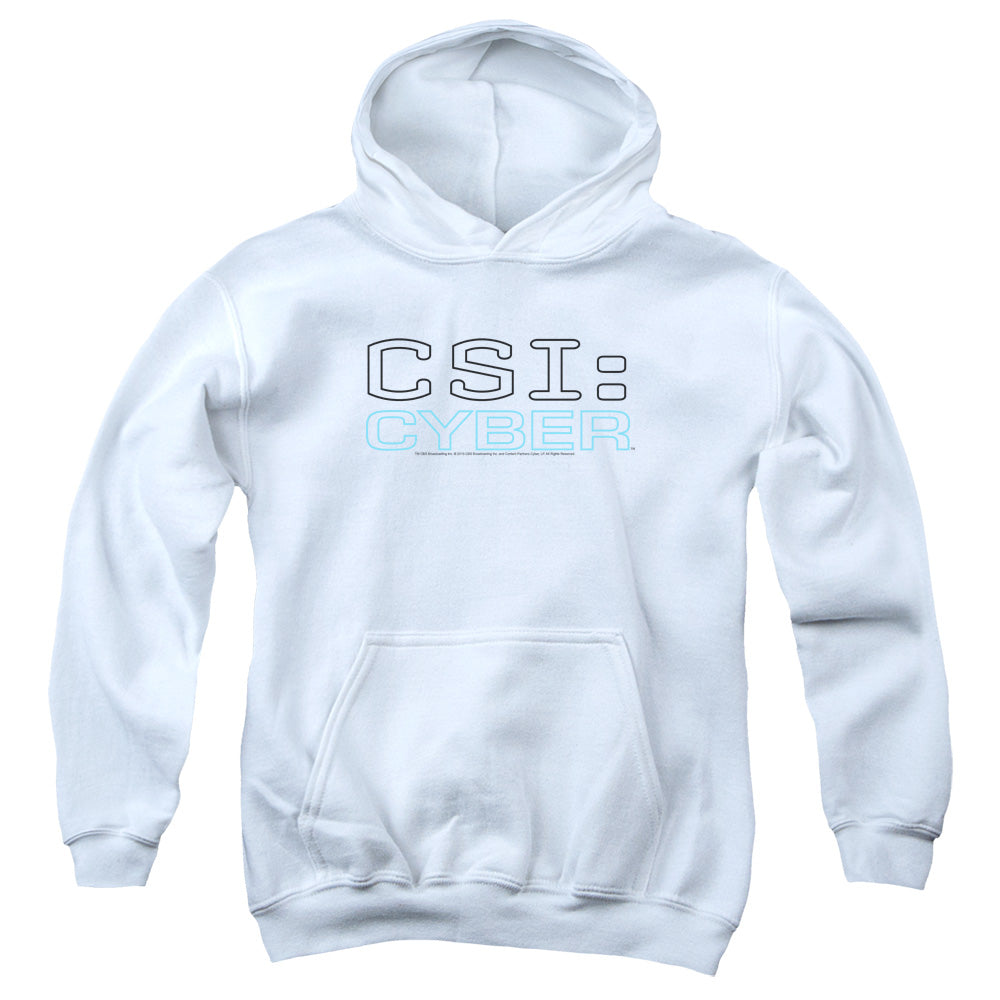 AN OFFCIALLY LICENSED CSI: CYBER LOGO YOUTH HOODIE WHITE
