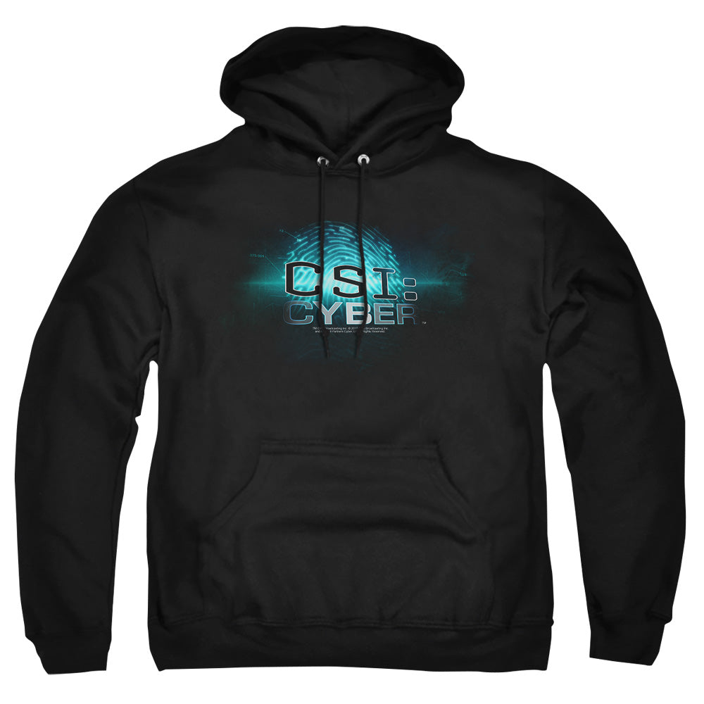 AN OFFCIALLY LICENSED CSI: CYBER THUMB PRINT ADULT UNISEX PULLOVER HOODIE BLACK