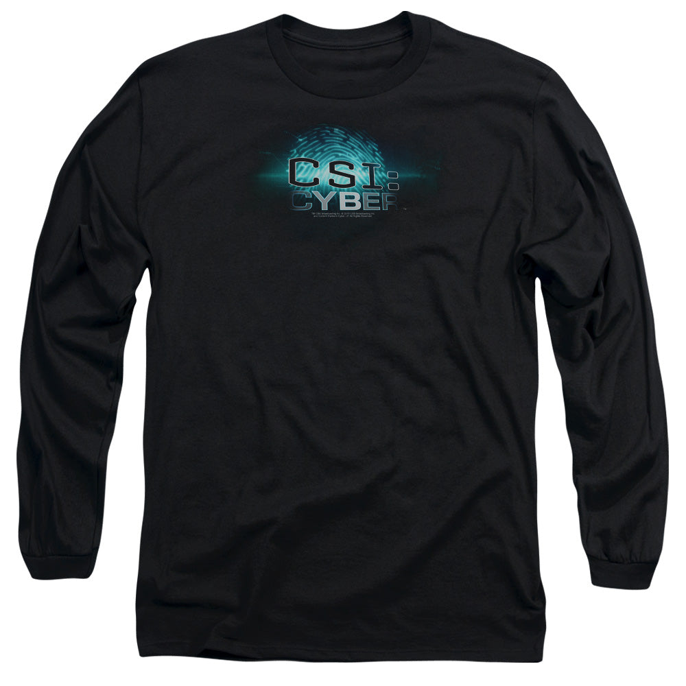 AN OFFCIALLY LICENSED CSI: CYBER THUMB PRINT MEN'S LONG SLEEVE T-SHIRT BLACK