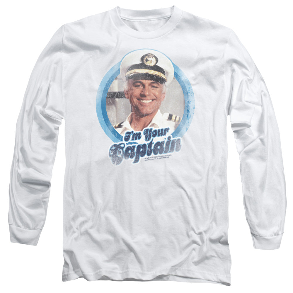 AN OFFCIALLY LICENSED LOVE BOAT IM YOUR CAPTAIN MEN'S LONG SLEEVE T-SHIRT WHITE