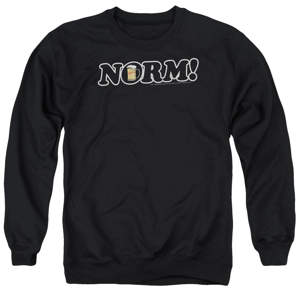 AN OFFCIALLY LICENSED CHEERS NORM! ADULT UNISEX CREWNECK SWEATSHIRT BLACK