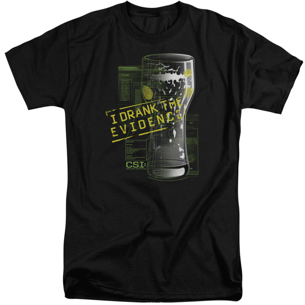 AN OFFCIALLY LICENSED CSI I DRANK THE EVIDENCE MEN'S TALL FIT T-SHIRT BLACK