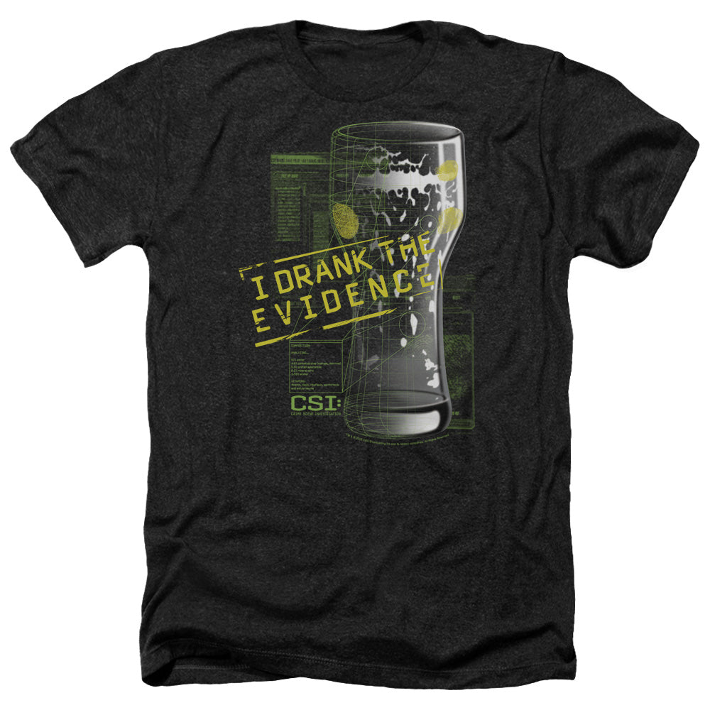 AN OFFCIALLY LICENSED CSI I DRANK THE EVIDENCE MEN'S HEATHER T-SHIRT CHARCOAL