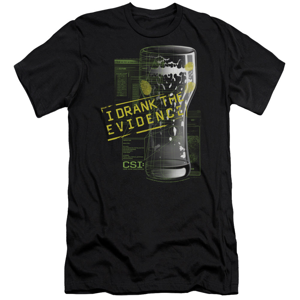 AN OFFCIALLY LICENSED CSI I DRANK THE EVIDENCE MEN'S PREMIUM SLIM FIT T-SHIRT BLACK