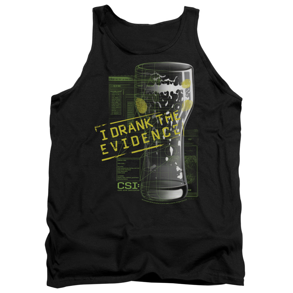 AN OFFCIALLY LICENSED CSI I DRANK THE EVIDENCE ADULT UNISEX TANK TOP BLACK