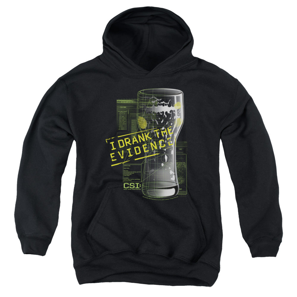 AN OFFCIALLY LICENSED CSI I DRANK THE EVIDENCE YOUTH HOODIE BLACK