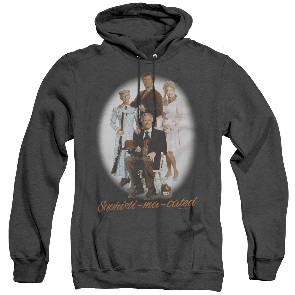 AN OFFCIALLY LICENSED BEVERLY HILLBILLIES SOPHISTIMACATED ADULT UNISEX HEATHER PULLOVER HOODIE BLACK