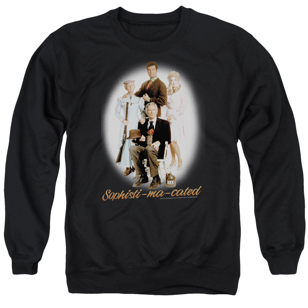 AN OFFCIALLY LICENSED BEVERLY HILLBILLIES SOPHISTIMACATED ADULT UNISEX CREWNECK SWEATSHIRT BLACK