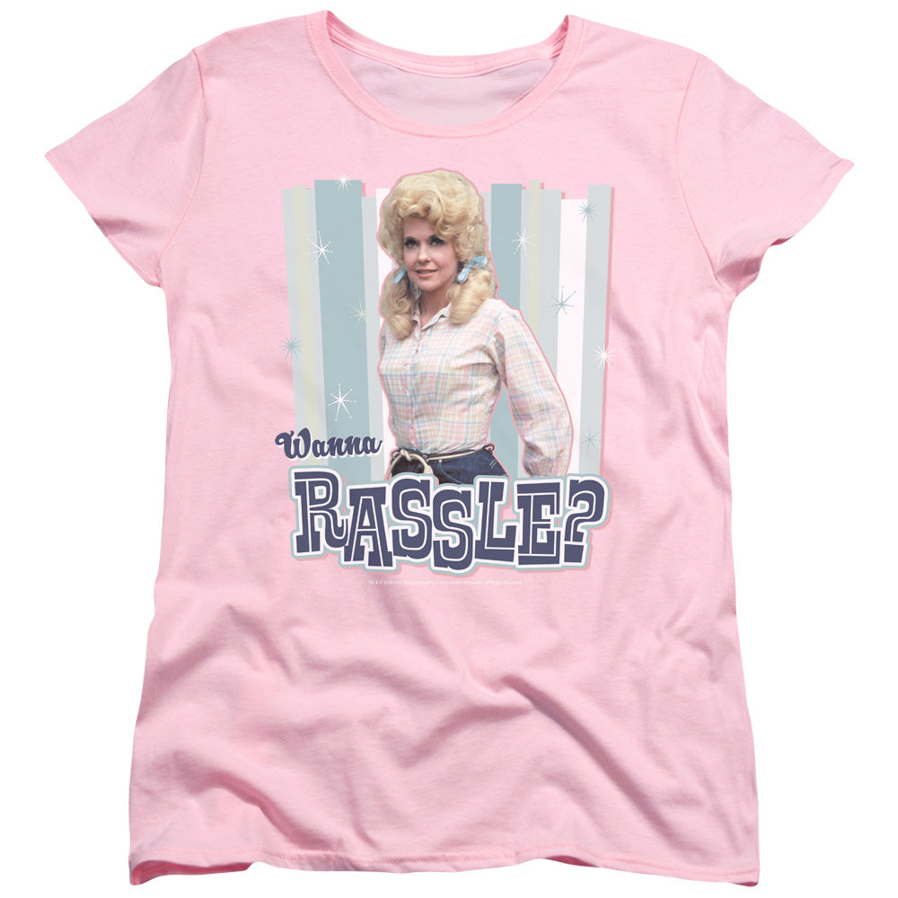 AN OFFCIALLY LICENSED BEVERLY HILLBILLIES WANNA RASSLE WOMEN'S REGULAR FIT T-SHIRT PINK
