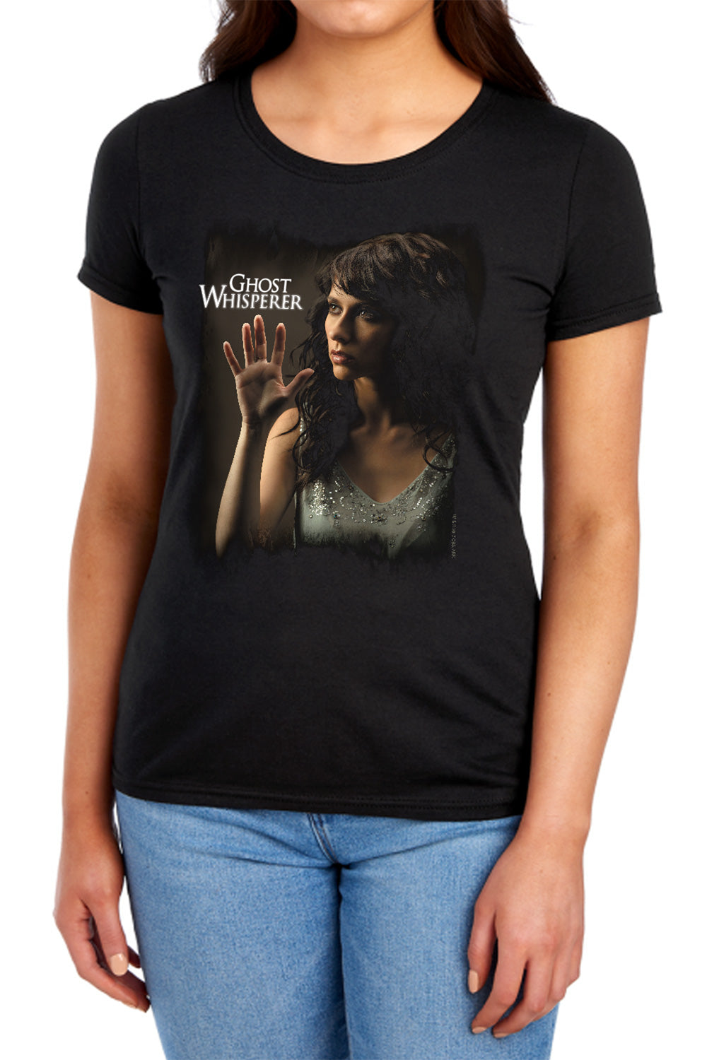 AN OFFCIALLY LICENSED GHOST WHISPERER ETHEREAL WOMEN'S REGULAR FIT T-SHIRT BLACK