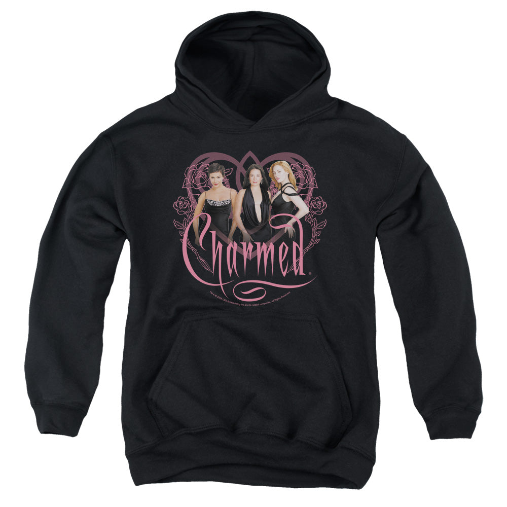 AN OFFCIALLY LICENSED CHARMED CHARMED GIRLS YOUTH HOODIE BLACK