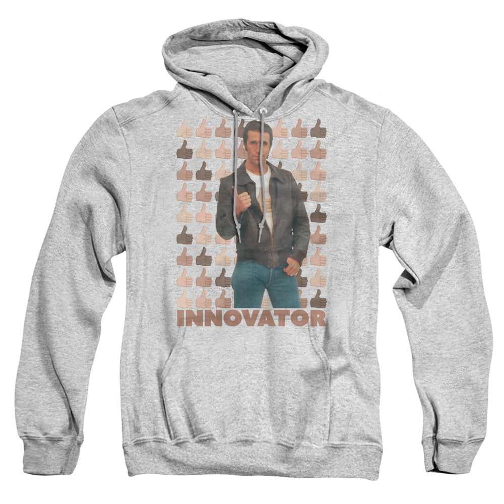 AN OFFCIALLY LICENSED HAPPY DAYS INNOVATOR ADULT UNISEX PULLOVER HOODIE ATHLETIC HEATHER