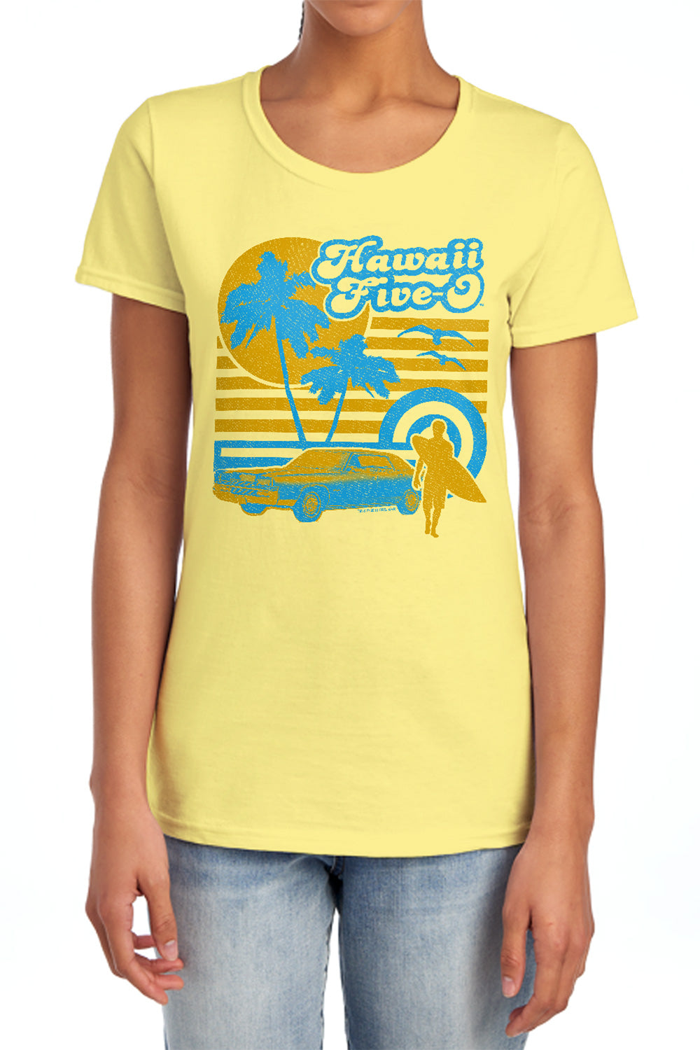 AN OFFCIALLY LICENSED HAWAII 5 0 5 0 SURFER WOMEN'S REGULAR FIT T-SHIRT BANANA