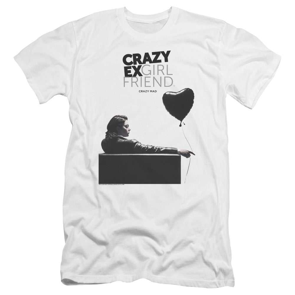 AN OFFCIALLY LICENSED CRAZY EX GIRLFRIEND CRAZY MAD MEN'S PREMIUM SLIM FIT T-SHIRT WHITE