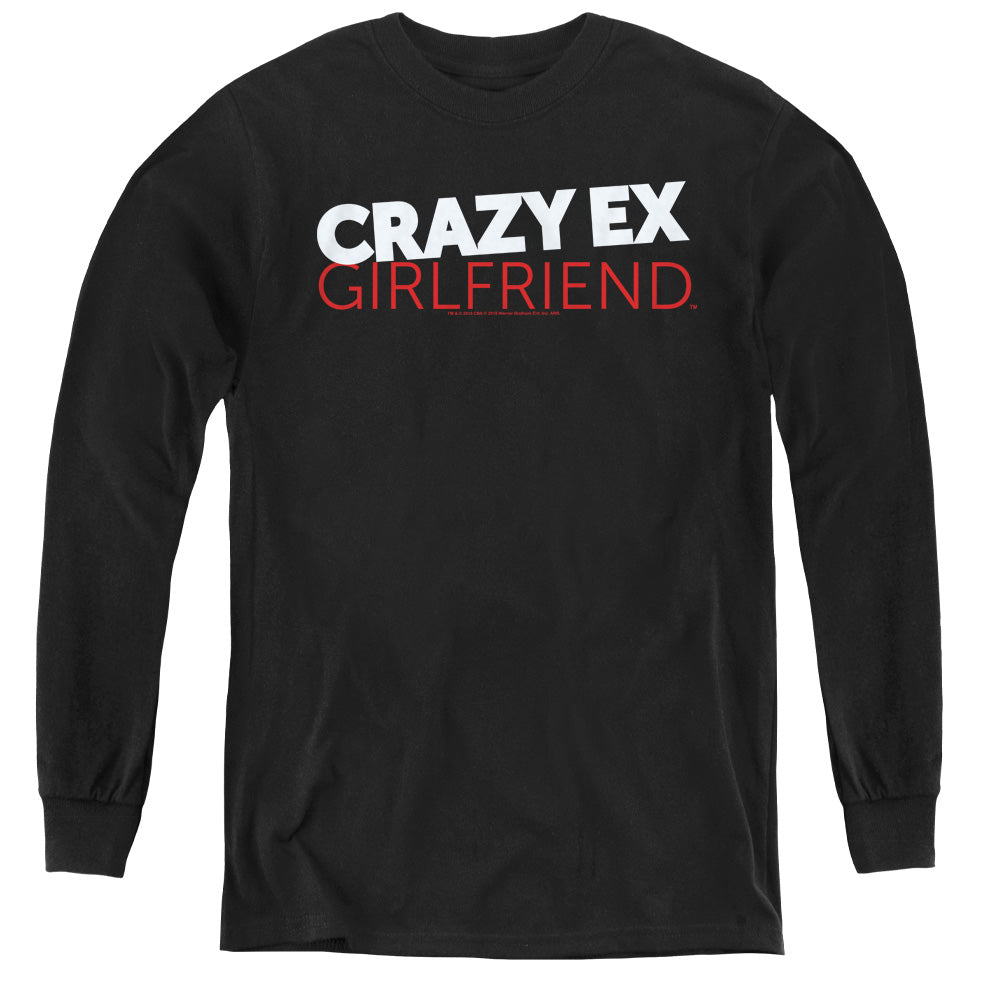 AN OFFCIALLY LICENSED CRAZY EX GIRLFRIEND CRAZY LOGO YOUTH LONG SLEEVE T-SHIRT BLACK