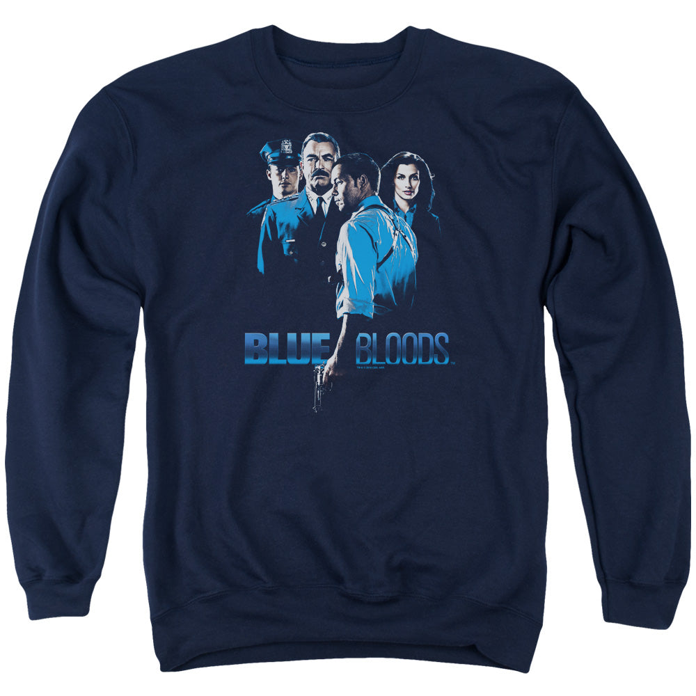 AN OFFCIALLY LICENSED BLUE BLOODS BLUE INVERTED ADULT UNISEX CREWNECK SWEATSHIRT NAVY