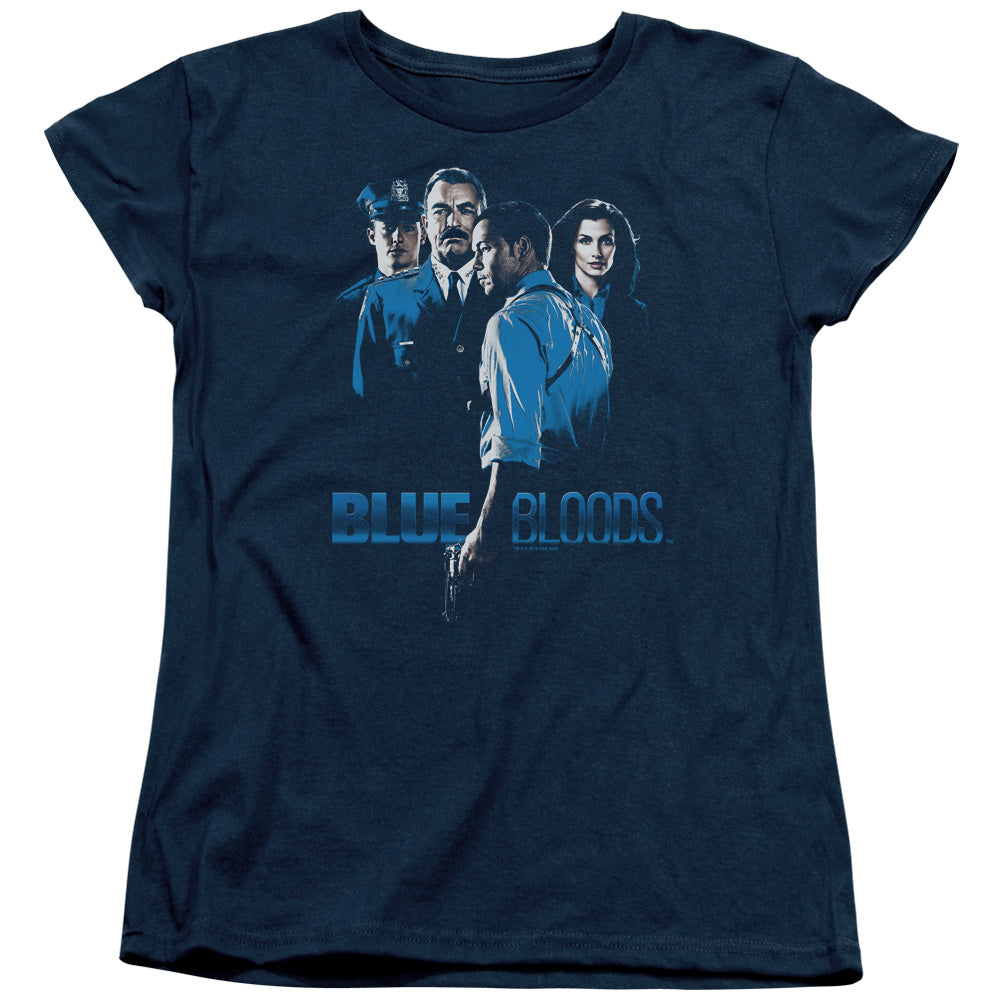 AN OFFCIALLY LICENSED BLUE BLOODS BLUE INVERTED WOMEN'S REGULAR FIT T-SHIRT NAVY