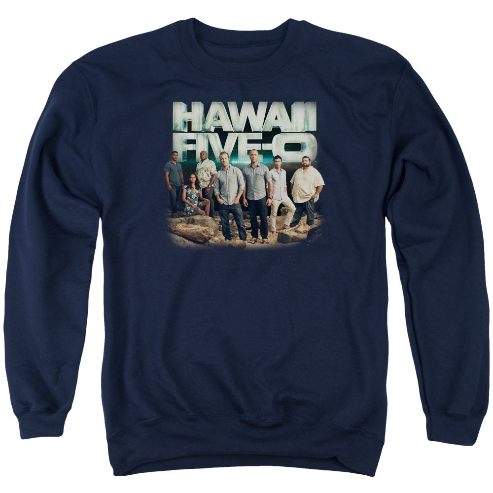 AN OFFCIALLY LICENSED HAWAII 5 0 CAST ADULT UNISEX CREWNECK SWEATSHIRT NAVY