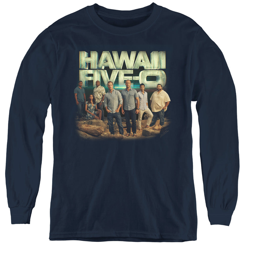 AN OFFCIALLY LICENSED HAWAII 5 0 CAST YOUTH LONG SLEEVE T-SHIRT NAVY
