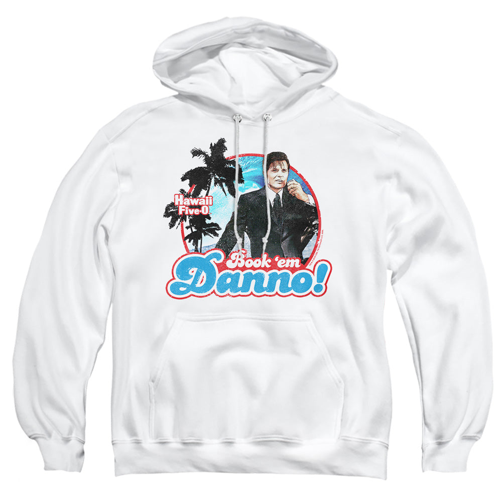AN OFFCIALLY LICENSED HAWAII 5 0 BOOK EM DANNO ADULT UNISEX PULLOVER HOODIE WHITE