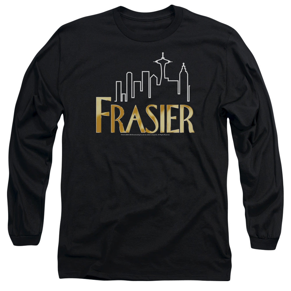AN OFFCIALLY LICENSED FRASIER FRASIER LOGO MEN'S LONG SLEEVE T-SHIRT BLACK