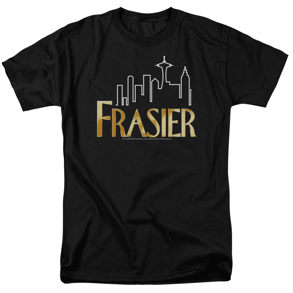 AN OFFCIALLY LICENSED FRASIER FRASIER LOGO MEN'S REGULAR FIT T-SHIRT BLACK