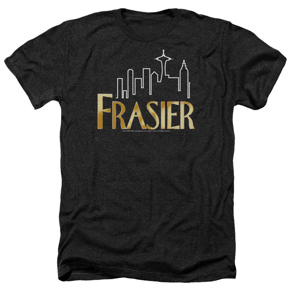 AN OFFCIALLY LICENSED FRASIER FRASIER LOGO MEN'S HEATHER T-SHIRT CHARCOAL