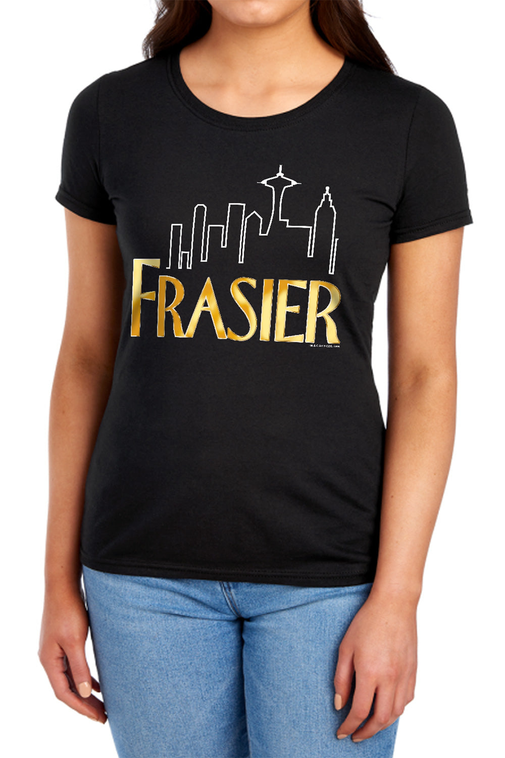 AN OFFCIALLY LICENSED FRASIER FRASIER LOGO WOMEN'S REGULAR FIT T-SHIRT BLACK