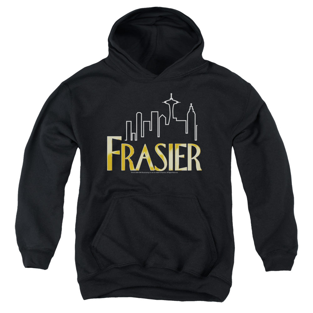 AN OFFCIALLY LICENSED FRASIER FRASIER LOGO YOUTH HOODIE BLACK