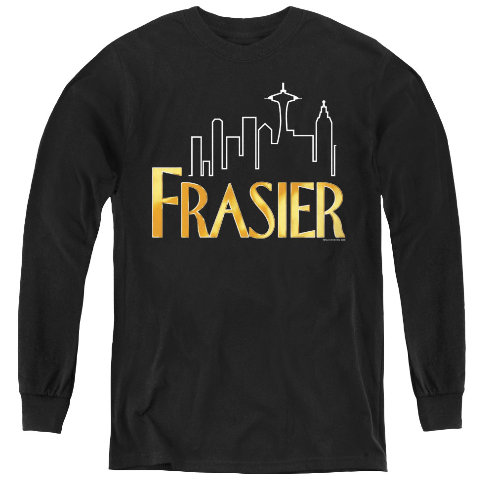 AN OFFCIALLY LICENSED FRASIER FRASIER LOGO YOUTH LONG SLEEVE T-SHIRT BLACK