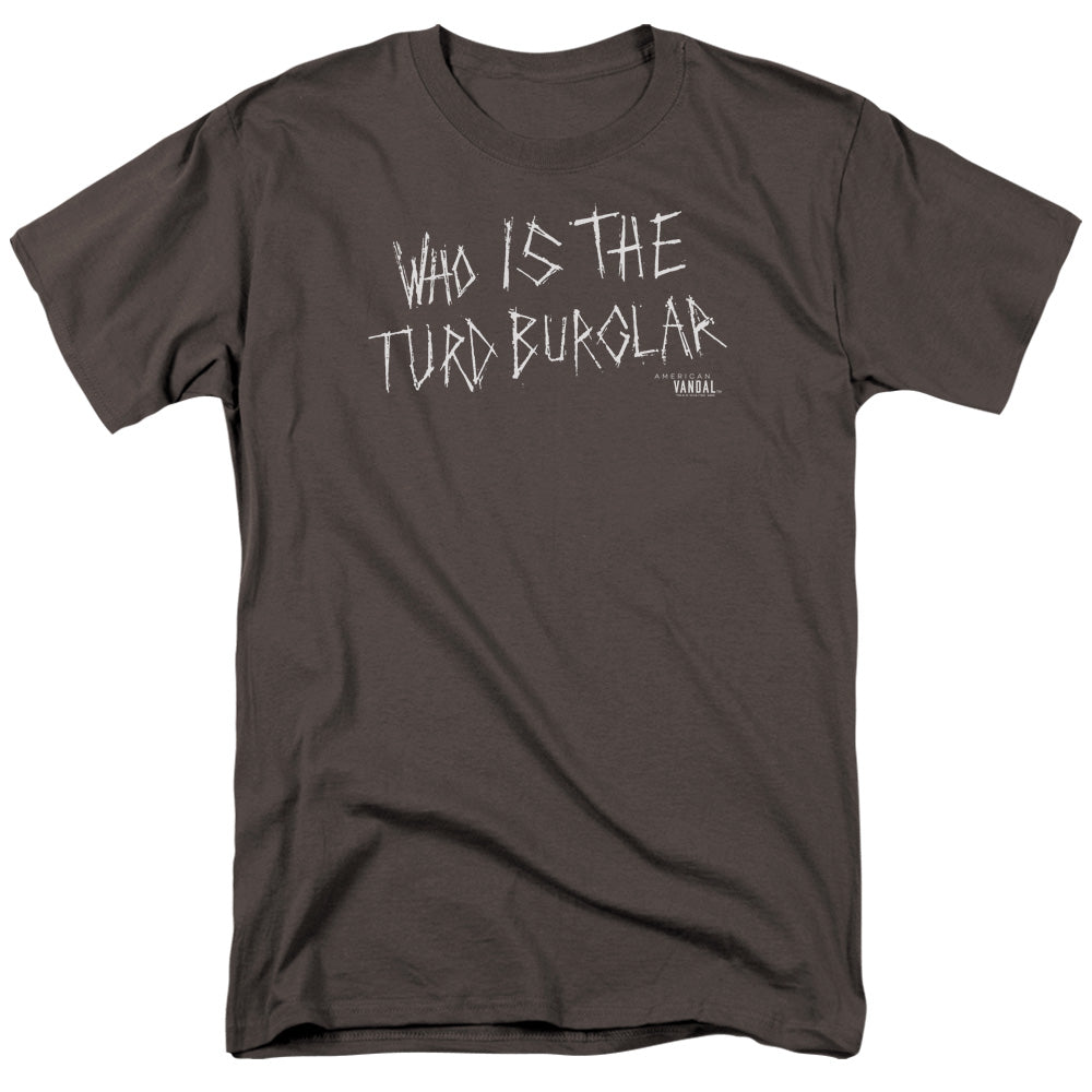 AN OFFCIALLY LICENSED AMERICAN VANDAL TURD BURGLAR MEN'S REGULAR FIT T-SHIRT CHARCOAL