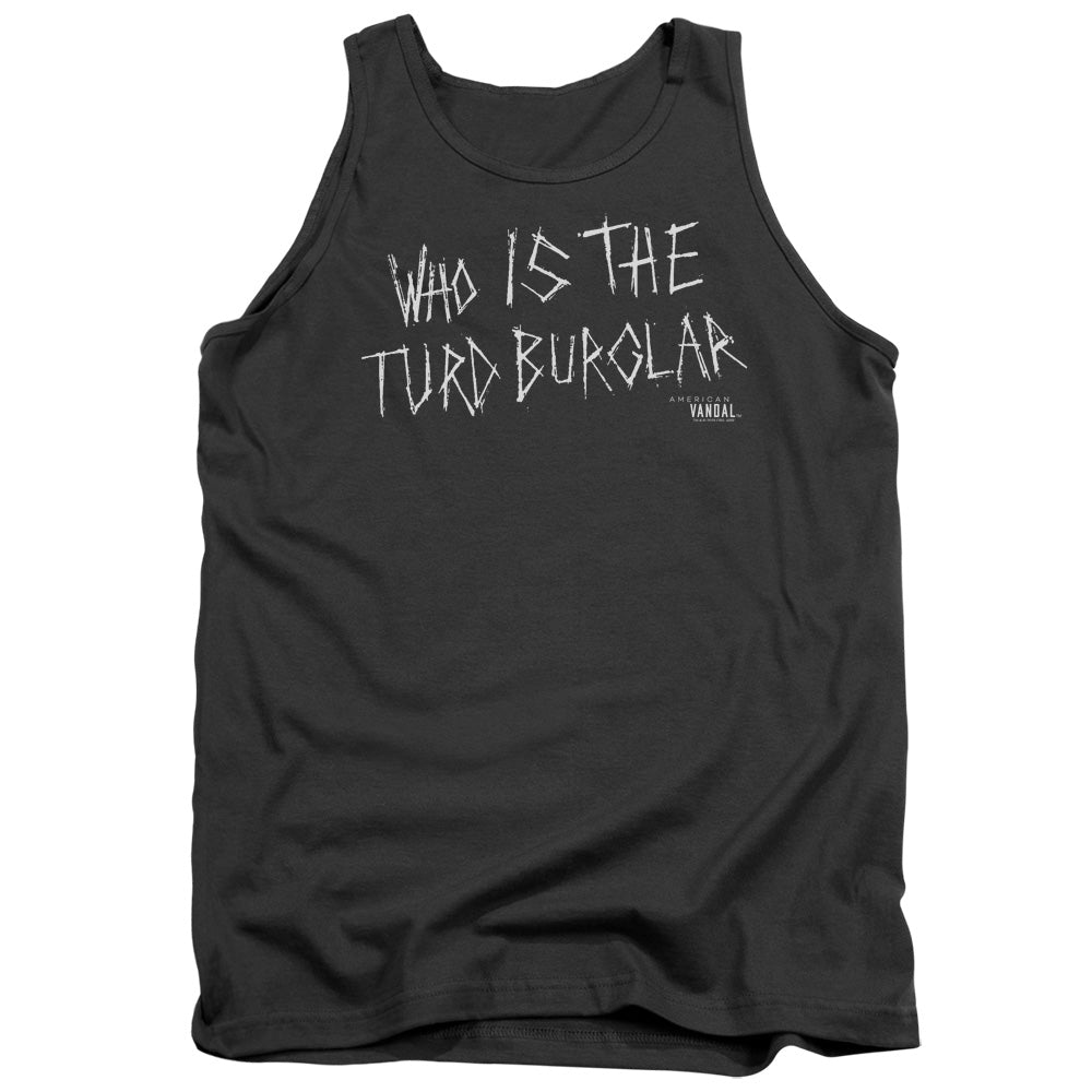 AN OFFCIALLY LICENSED AMERICAN VANDAL TURD BURGLAR ADULT UNISEX TANK TOP CHARCOAL