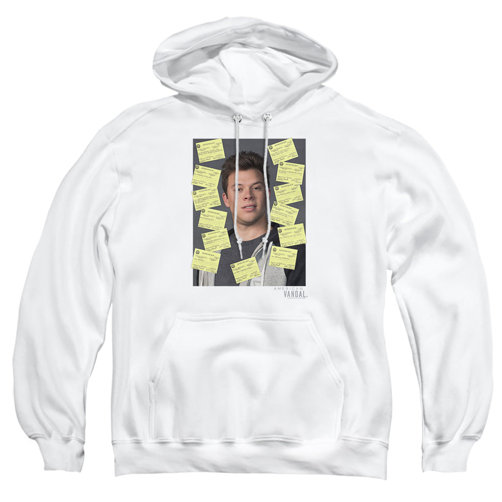 AN OFFCIALLY LICENSED AMERICAN VANDAL DETENTION ADULT UNISEX PULLOVER HOODIE WHITE