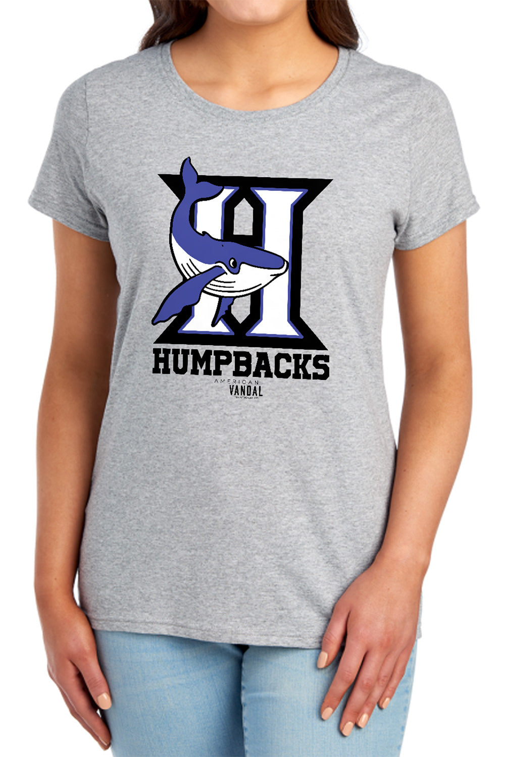 AN OFFCIALLY LICENSED AMERICAN VANDAL HUMPBACKS WOMEN'S REGULAR FIT T-SHIRT ATHLETIC HEATHER
