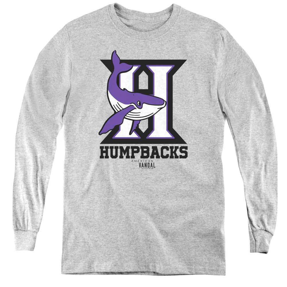 AN OFFCIALLY LICENSED AMERICAN VANDAL HUMPBACKS YOUTH LONG SLEEVE T-SHIRT ATHLETIC HEATHER