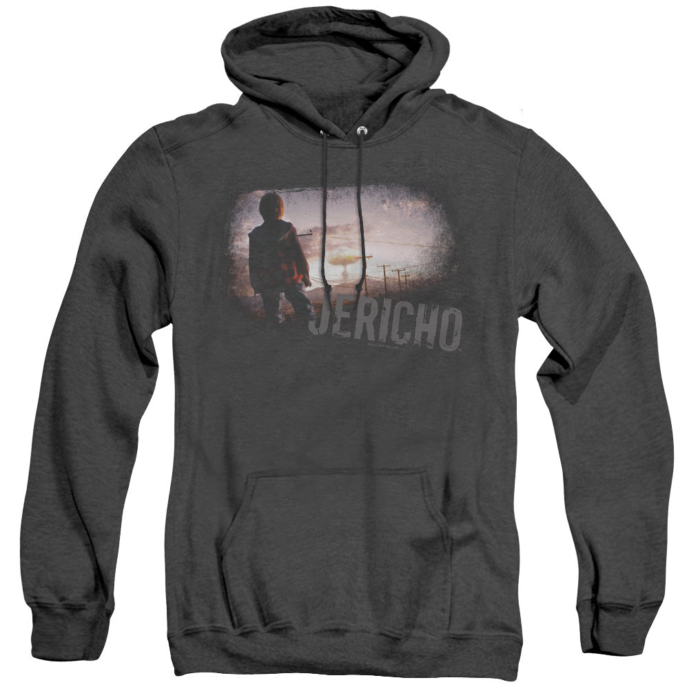 AN OFFCIALLY LICENSED JERICHO MUSHROOM CLOUD ADULT UNISEX HEATHER PULLOVER HOODIE BLACK
