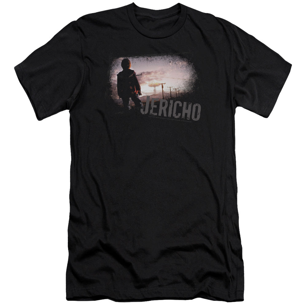 AN OFFCIALLY LICENSED JERICHO MUSHROOM CLOUD MEN'S PREMIUM SLIM FIT T-SHIRT BLACK
