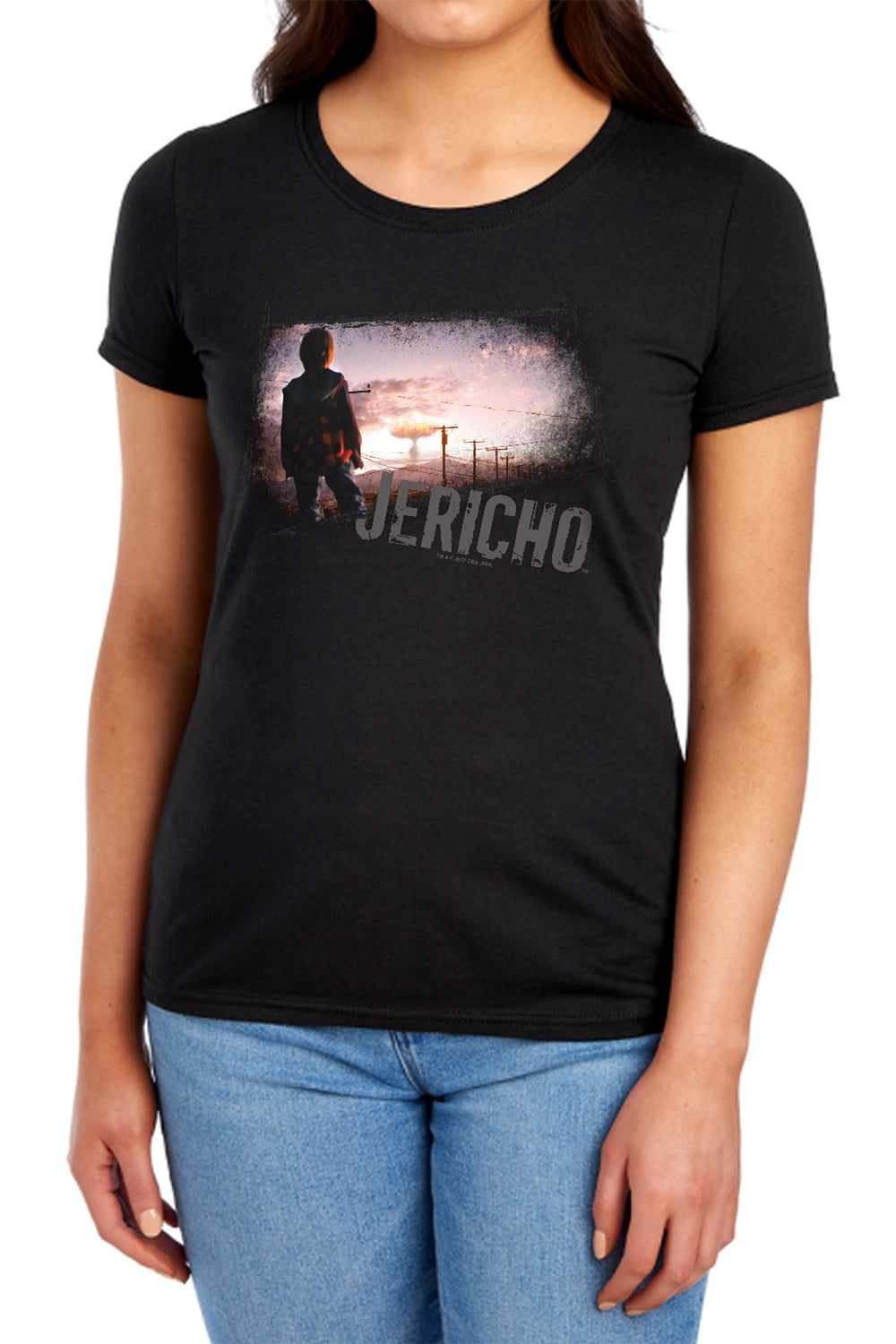AN OFFCIALLY LICENSED JERICHO MUSHROOM CLOUD WOMEN'S REGULAR FIT T-SHIRT BLACK