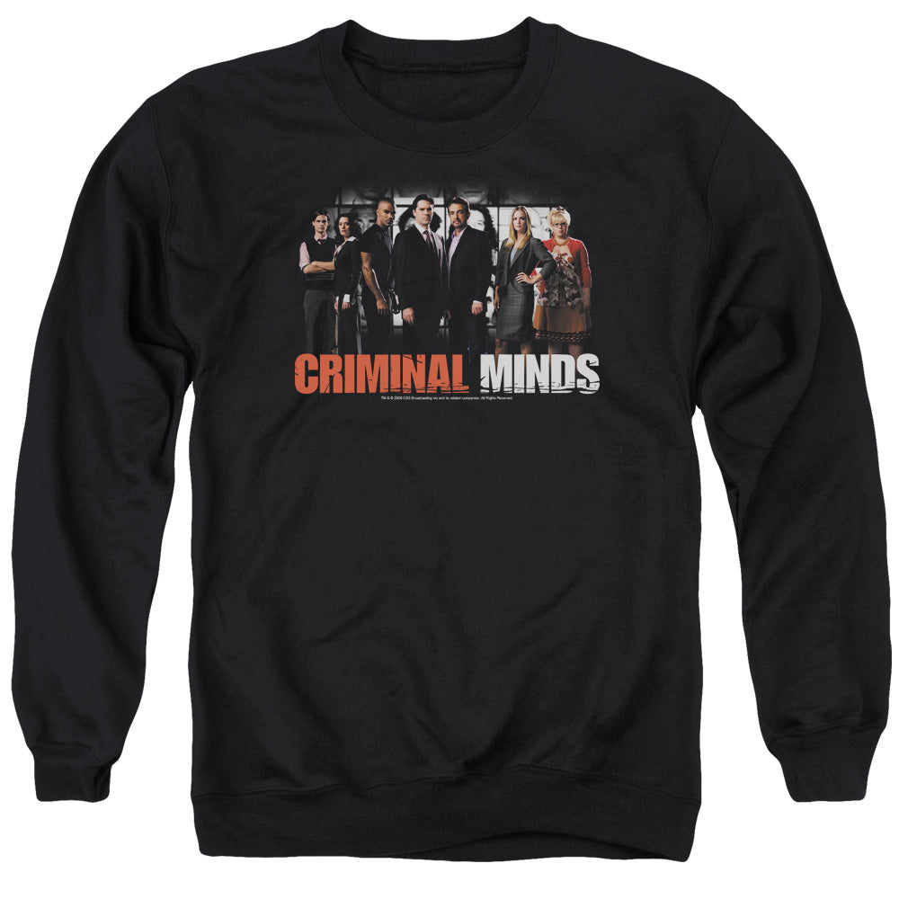 AN OFFCIALLY LICENSED CRIMINAL MINDS THE BRAIN TRUST ADULT UNISEX CREWNECK SWEATSHIRT BLACK