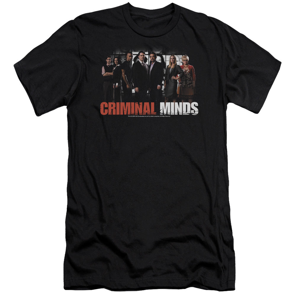 AN OFFCIALLY LICENSED CRIMINAL MINDS THE BRAIN TRUST MEN'S PREMIUM SLIM FIT T-SHIRT BLACK