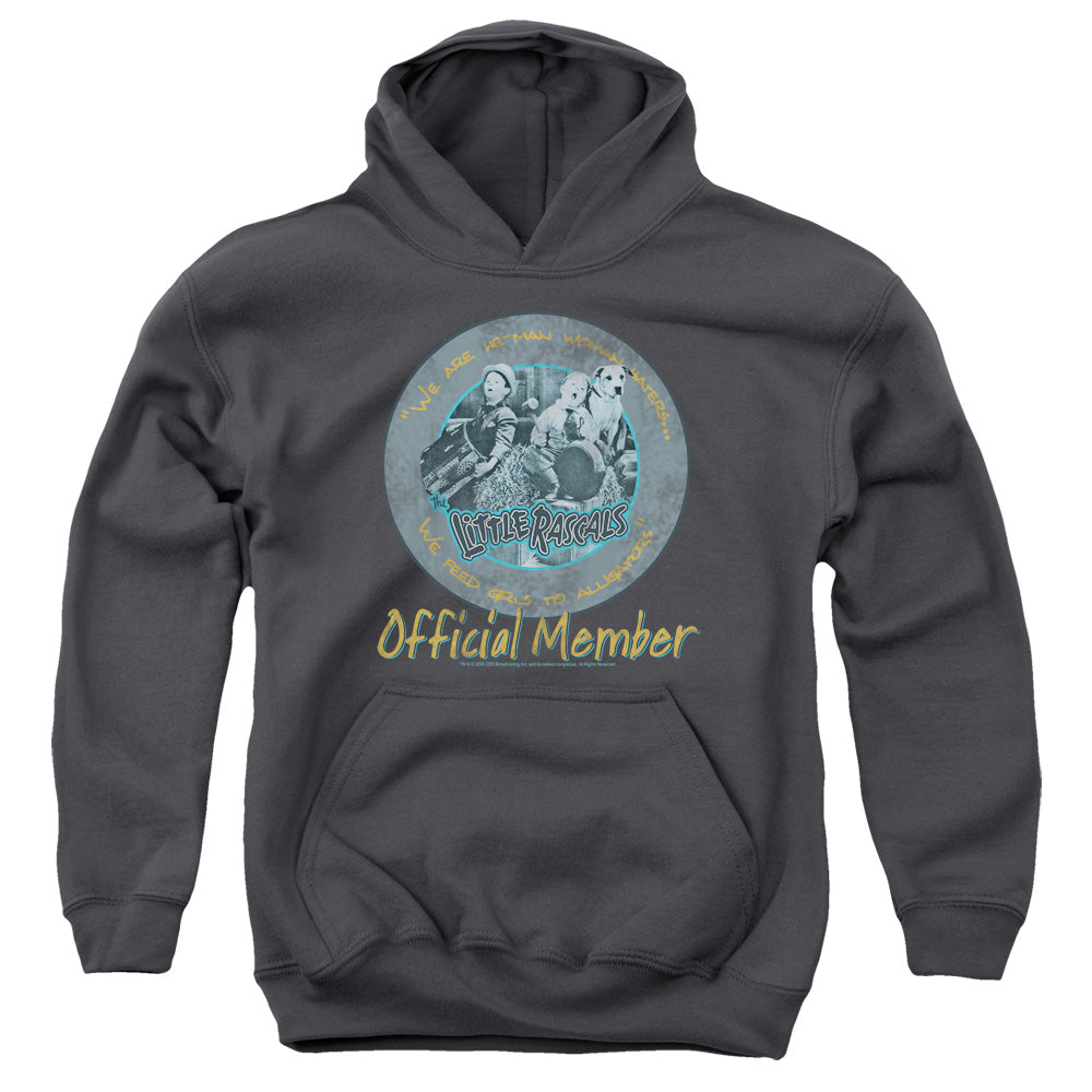AN OFFCIALLY LICENSED LITTLE RASCALS HE MAN WOMAN HATERS YOUTH HOODIE CHARCOAL
