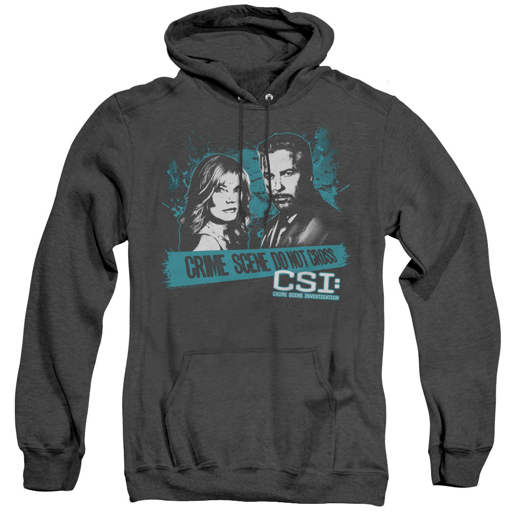 AN OFFCIALLY LICENSED CSI CROSS THE LINE ADULT UNISEX HEATHER PULLOVER HOODIE BLACK