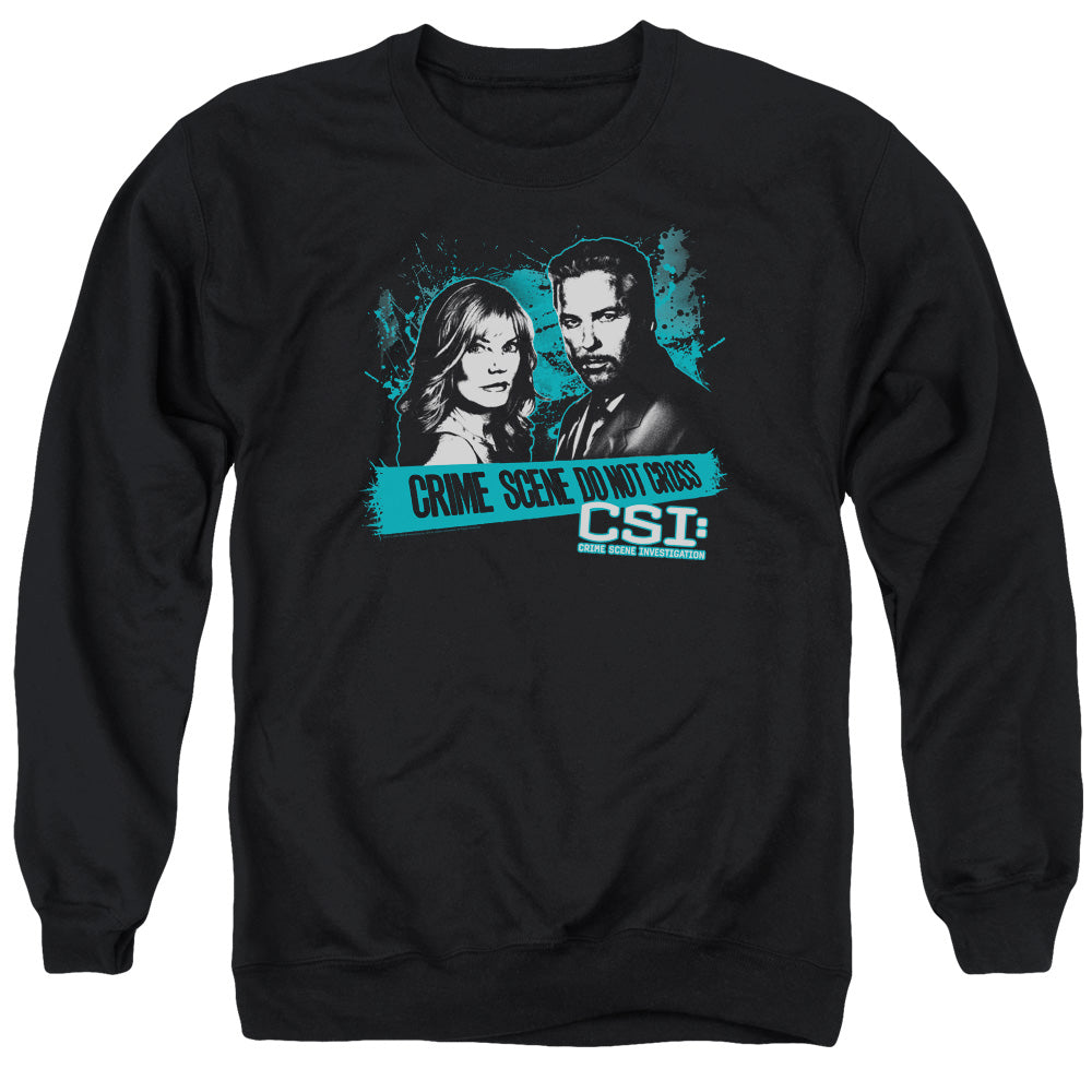 AN OFFCIALLY LICENSED CSI CROSS THE LINE ADULT UNISEX CREWNECK SWEATSHIRT BLACK