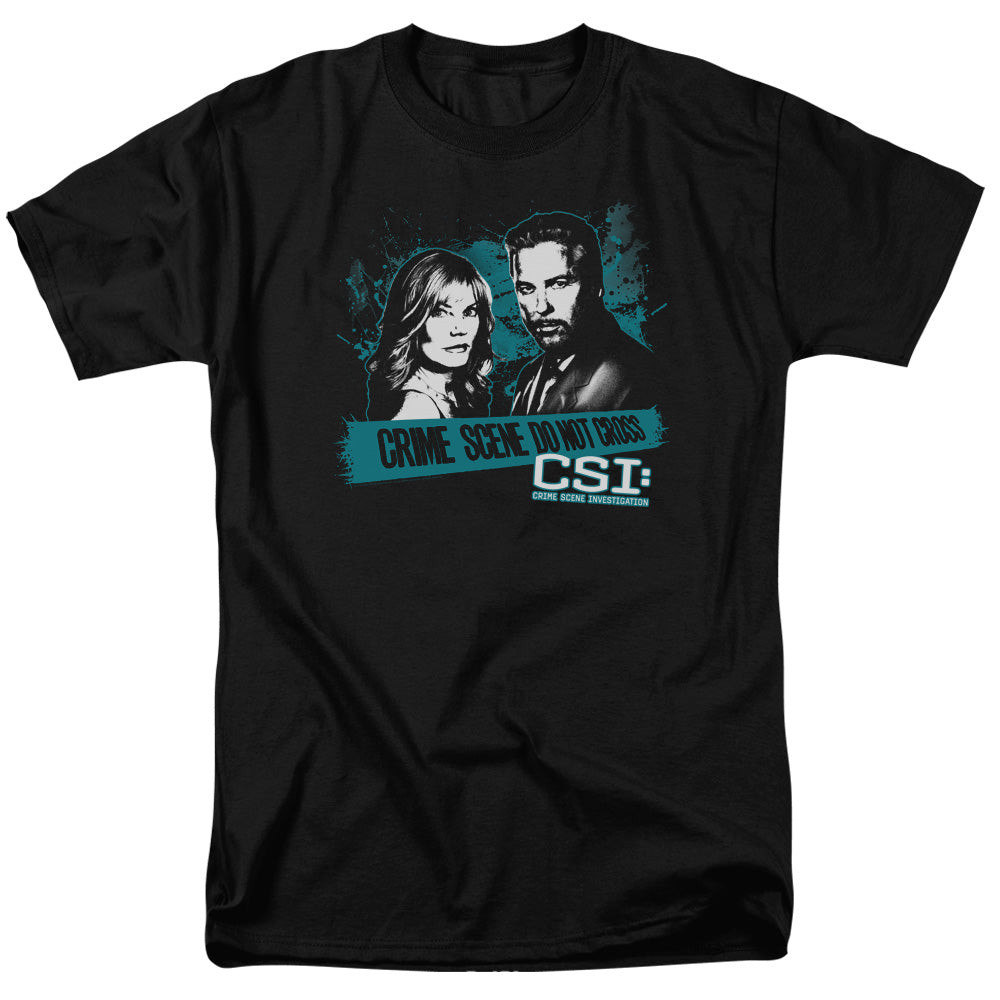 AN OFFCIALLY LICENSED CSI CROSS THE LINE MEN'S REGULAR FIT T-SHIRT BLACK