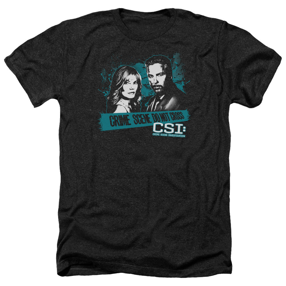 AN OFFCIALLY LICENSED CSI CROSS THE LINE MEN'S HEATHER T-SHIRT CHARCOAL