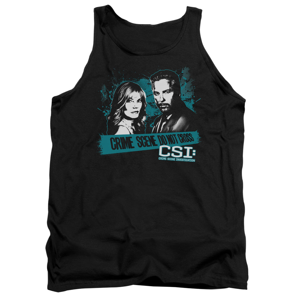 AN OFFCIALLY LICENSED CSI CROSS THE LINE ADULT UNISEX TANK TOP BLACK