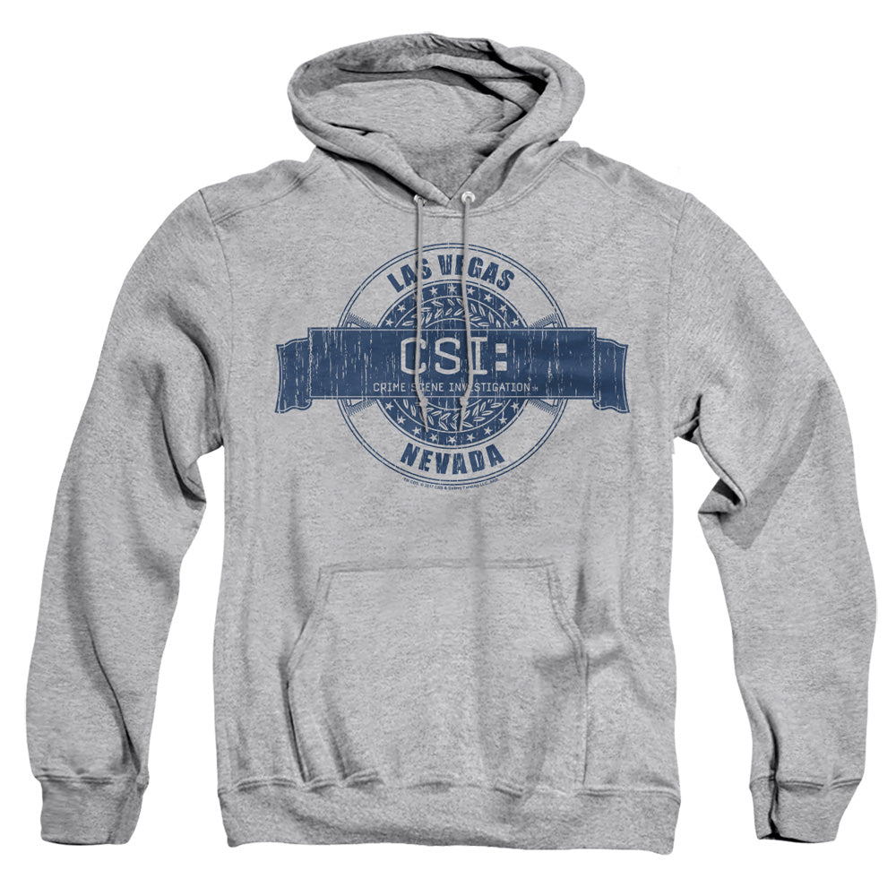AN OFFCIALLY LICENSED CSI VEGAS BADGE ADULT UNISEX PULLOVER HOODIE ATHLETIC HEATHER
