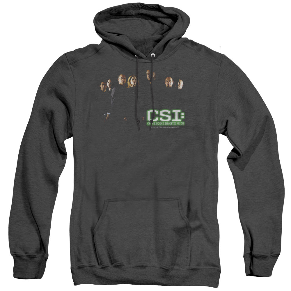 AN OFFCIALLY LICENSED CSI SHADOW CAST ADULT UNISEX HEATHER PULLOVER HOODIE BLACK