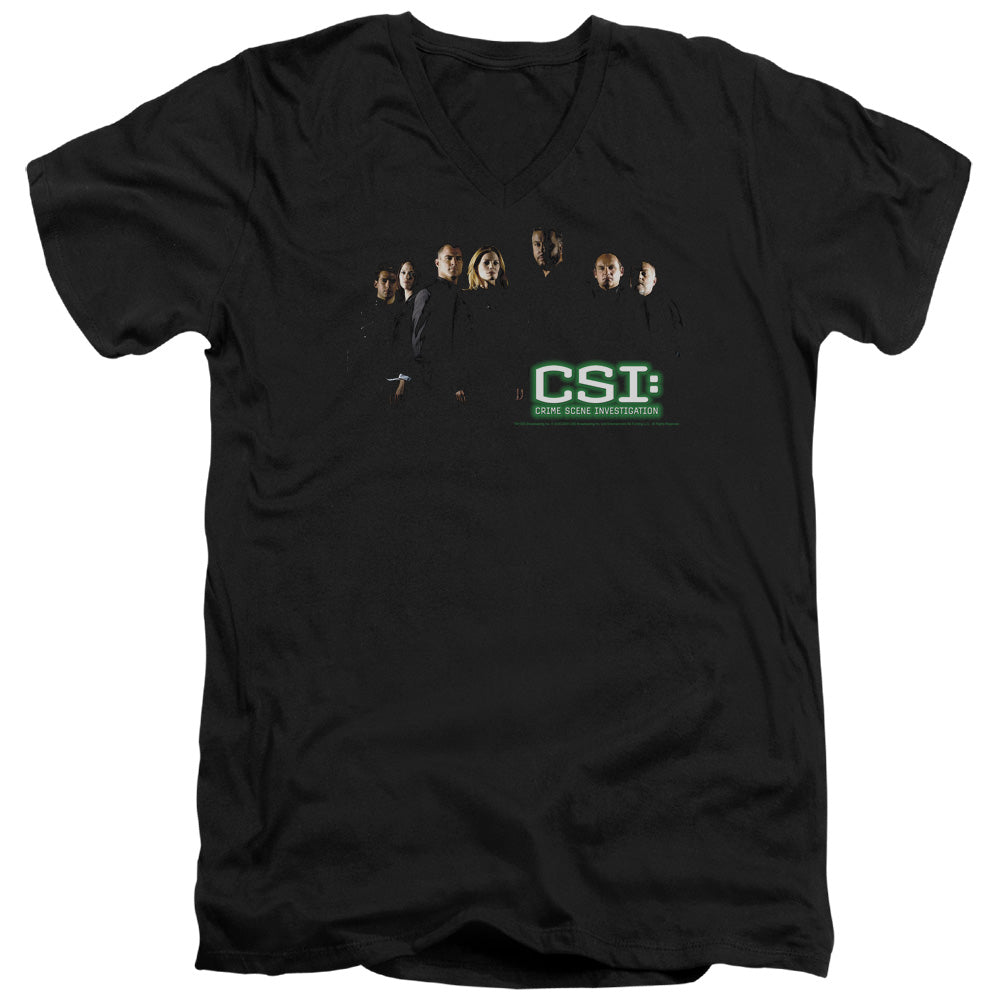AN OFFCIALLY LICENSED CSI SHADOW CAST MEN'S V-NECK T-SHIRT BLACK