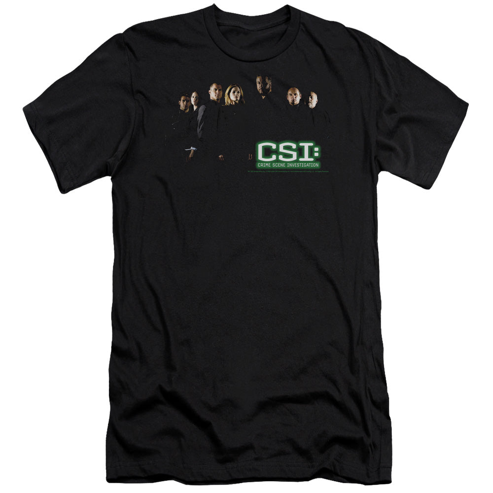 AN OFFCIALLY LICENSED CSI SHADOW CAST MEN'S PREMIUM SLIM FIT T-SHIRT BLACK